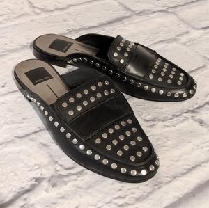 Dolce Vida Black Studded Leather Slides